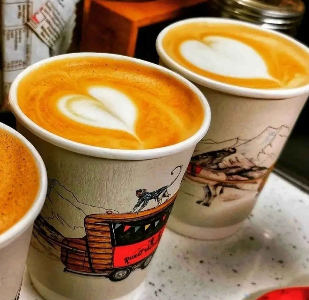 Three cups of coffee in a row