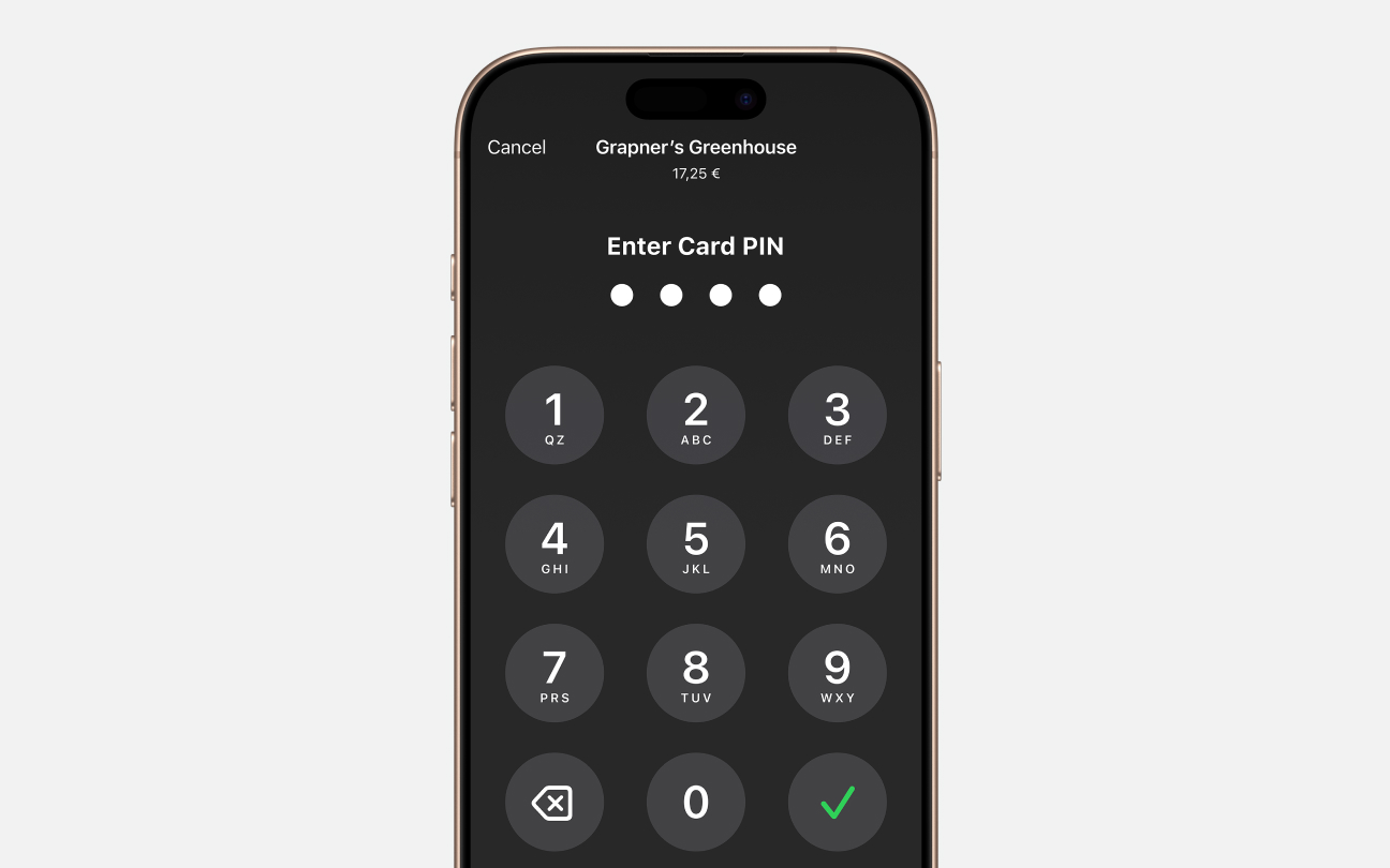 Close up of iPhone screen with PIN showing
