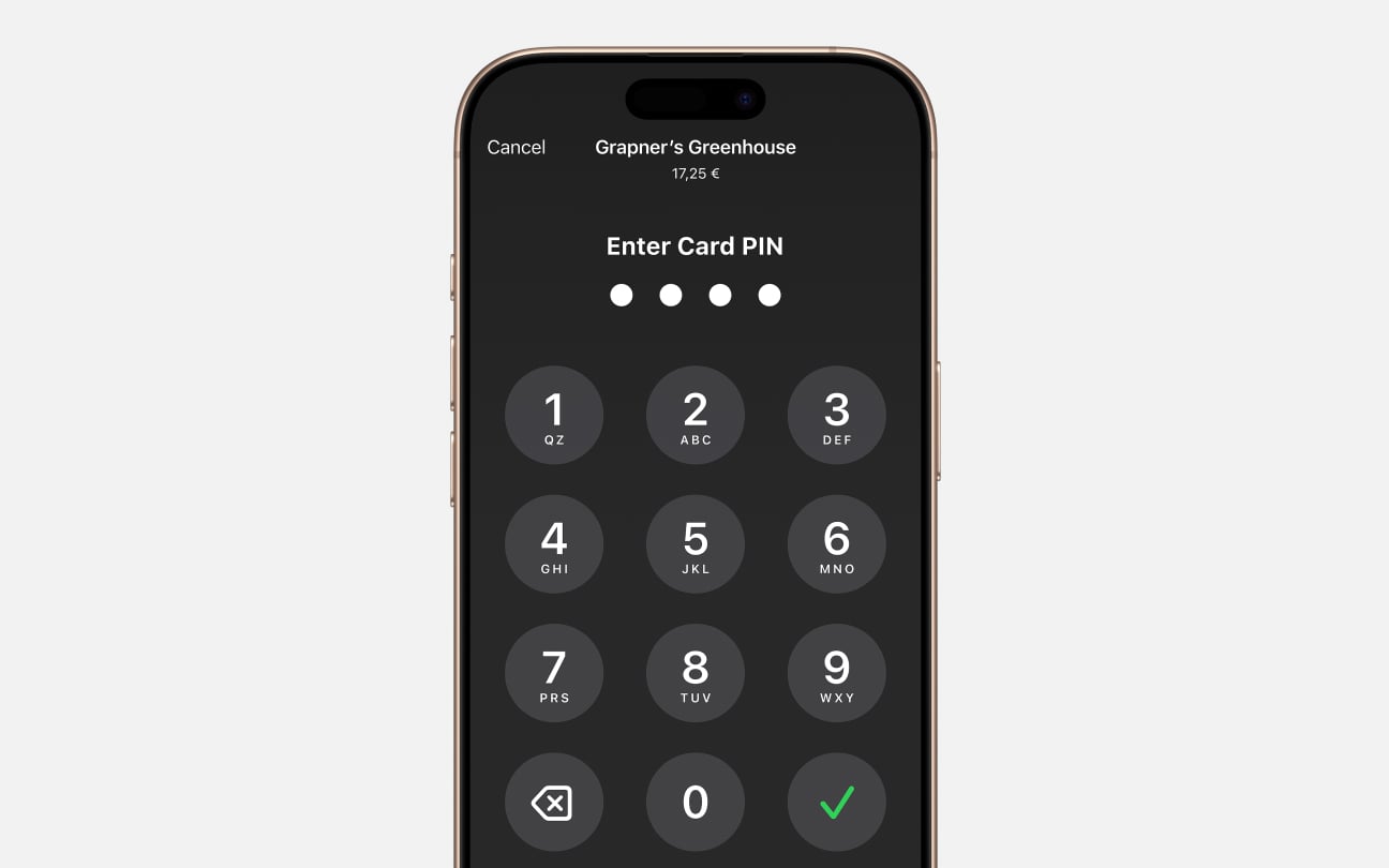 Close up of iPhone screen with PIN showing